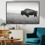 Bison Wall Art Canvas Print, Framed Rustic Wildlife Scene with Wild Buffalo