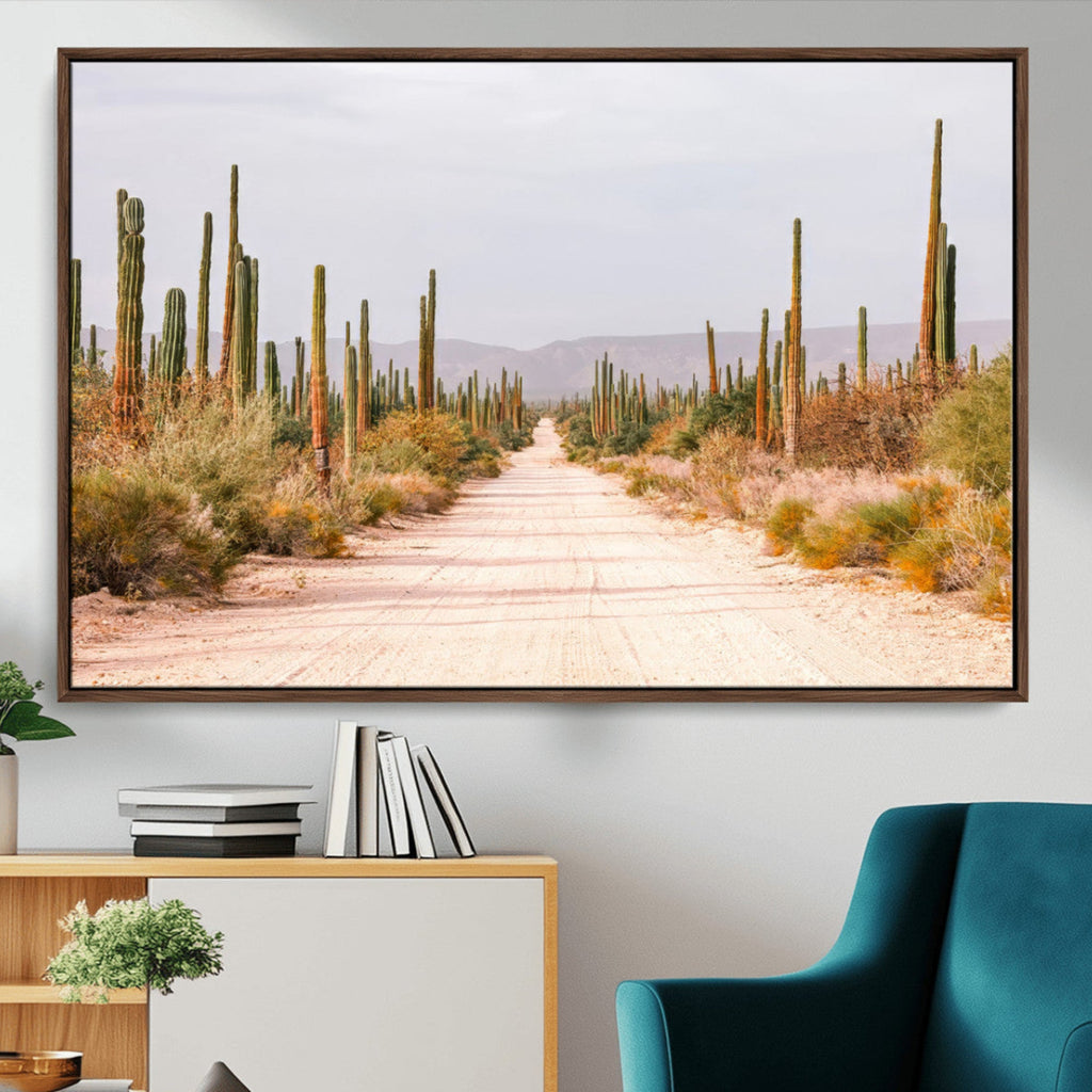 Desert Cactus Wall Art | Framed Southwestern Canvas Artwork