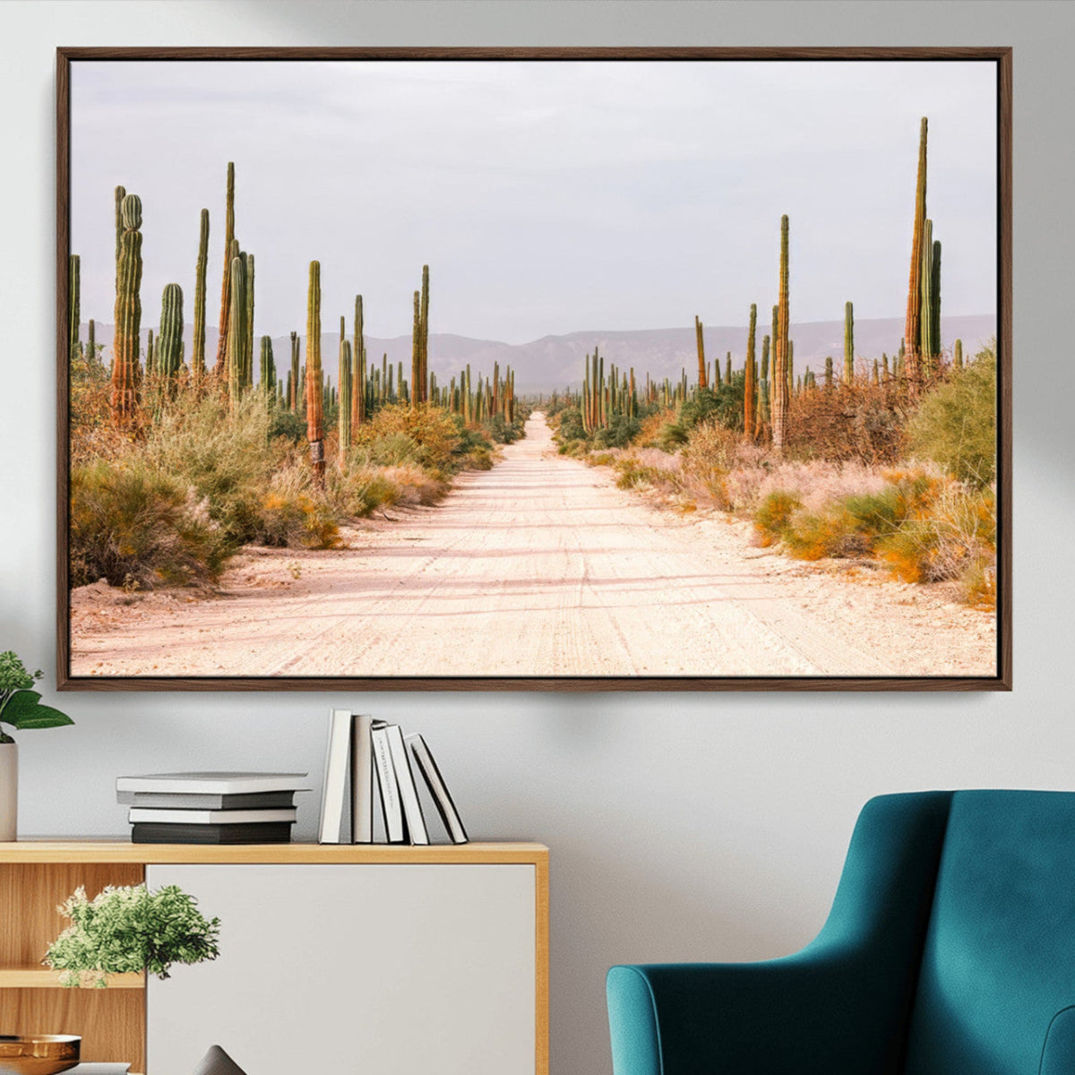 Desert Cactus Wall Art | Framed Southwestern Canvas Artwork