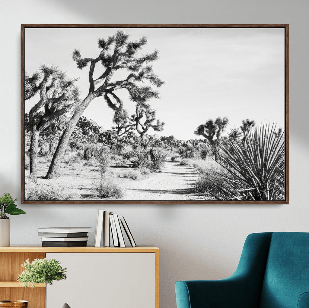 Joshua Tree Wall Art | Black & White Canvas Print, Nature Serenity Decor
