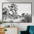 Joshua Tree Wall Art | Black & White Canvas Print, Nature Serenity Decor