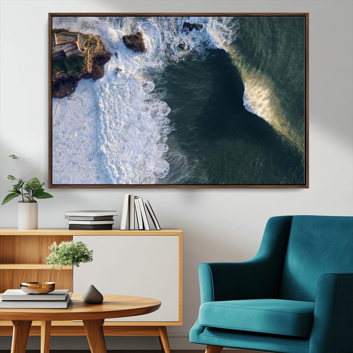 Ocean Wave Wall Art | Aerial Coastal View Canvas Artwork