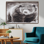 Grizzly Bear Wall Art Canvas Print, Framed Rustic Lodge Art, Wildlife Photography