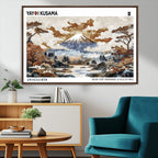 Modern Japanese Mount Fuji Canvas Art Print, Yayoi Kusama Wall Art, Framed Abstract Japanese Landscape