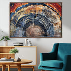 Tree Rings Wall Art Canvas Print, Framed Petrified Wood Modern Rustic