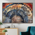 Tree Rings Wall Art Canvas Print, Framed Petrified Wood Art, Modern Rustic Decor