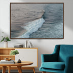 Ocean Waves Wall Art Canvas Print, Framed Coastal Serenity Surf Scene