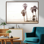 Coastal Light Wall Art Canvas Print, Framed Relaxing Shoreline Art, Minimalist Ocean Tropical Decor