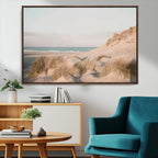 Beach Landscape Wall Art Canvas Print, Framed Sand Dune Photography, Minimalist Seascape Coastal Decor