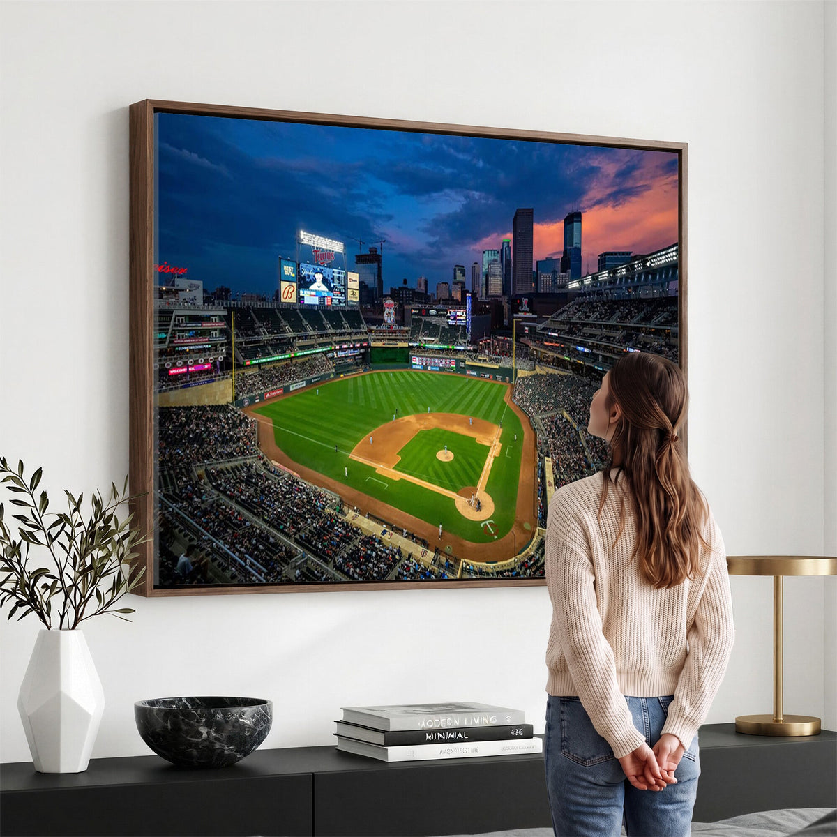 Target Field Wall Art Canvas Print, Baseball Stadium Scene