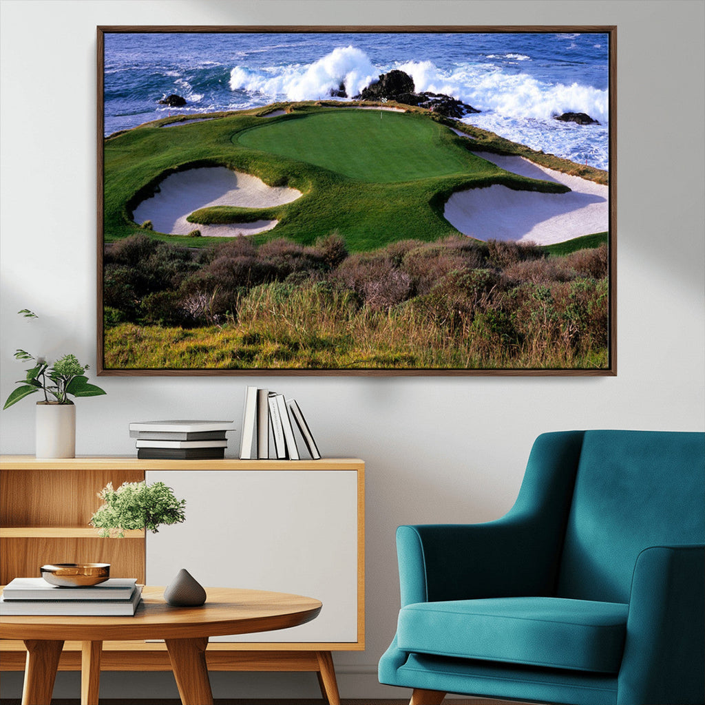 California Pebble Beach Golf Links Wall Art Canvas Print, Iconic Monterey Coastal Golf Course