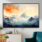 Warm Clouds Abstract Mountain Wall Art, Modern Landscape Canvas Print