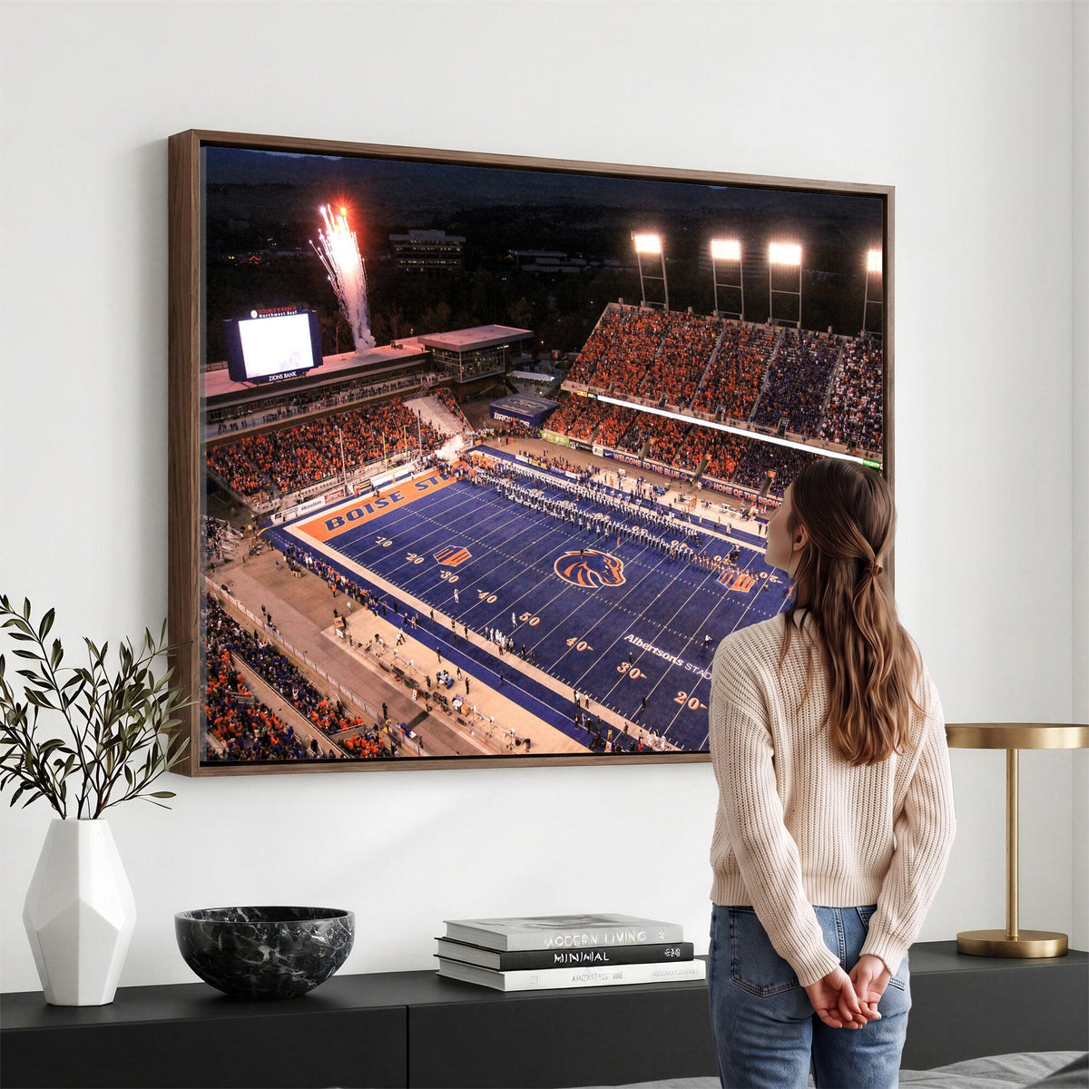 Boise State Broncos Albertsons Stadium Wall Art Canvas Print
