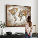 Vibrant Watercolor World Map Canvas Wall Art | Framed Travel Map