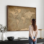 Dark World Map Canvas Print | Framed Travel Map Wall Art