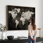 Vintage World Map Wall Art Canvas Print | Framed Large Map Wall Art
