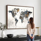 World Map Wall Art Canvas Print for Office Wall Decor