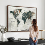 World Map Canvas Print | Framed Travel Map Wall Art for Couples