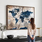 Rustic World Map Canvas Print | Framed Wall Art for Couples
