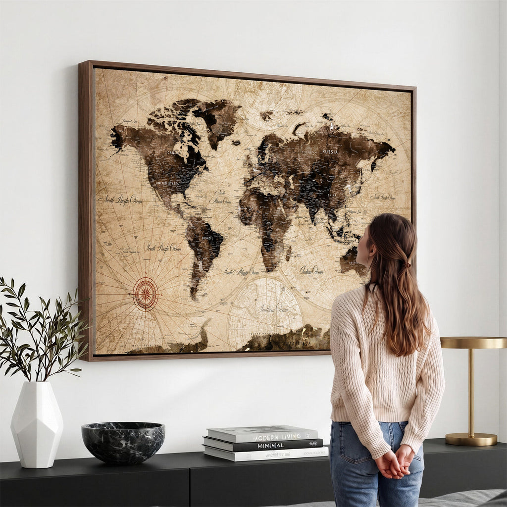 World Map Wall Art Canvas Print