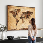 Modern Red and Gray World Map Canvas Print | Framed Wall Art