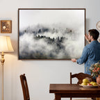 Foggy Forest Wall Art Canvas Print, Misty Pine Tree Landscape