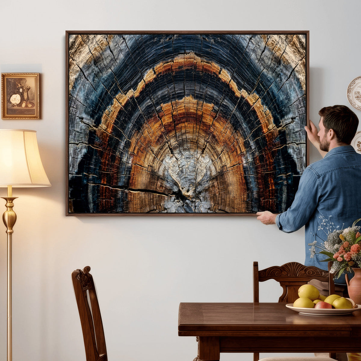 Abstract Wood Grain Canvas Print, Tree Ring Pattern Wall Art, Extra Large Living Room Wall Decor
