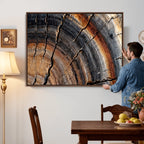 Abstract Tree Ring Wall Art Print, Natural Rustic Wood Grain Canvas