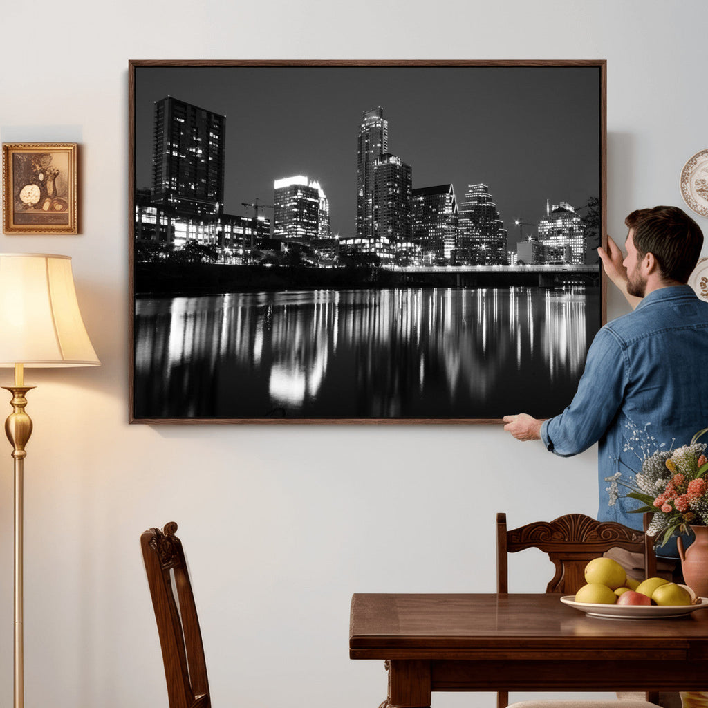 Austin Skyline Wall Art Canvas Print, Austin Downtown Night Cityscape