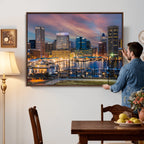 Baltimore Skyline Wall Art Canvas Print, Baltimore Downtown Night Cityscape
