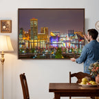 Baltimore Skyline Wall Art Canvas Print, Baltimore Downtown Night Cityscape