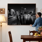Boston Wall Art Canvas Print, Boston City Downtown Night Cityscape