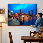 Boston Wall Art Canvas Print, Boston City Downtown Night Cityscape