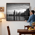 Chicago Wall Art Canvas Print, Chicago City Downtown Night Cityscape