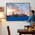 Chicago Wall Art Canvas Print - Chicago City Downtown Night Cityscape