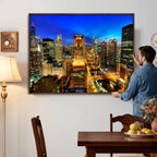 Chicago Wall Art Canvas Print - Chicago City Downtown Night Cityscape