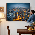 Chicago Wall Art Canvas Print - Chicago City Downtown Night Cityscape
