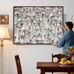 Abstract Texas Cow Wall Art Canvas Print, Farm Longhorn Art for Cabin Decor