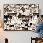 Abstract Texas Longhorn Print, Longhorn Herd Print