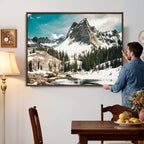 Snowy Mountain Wall Art Canvas Print, Alpine Pine Forest