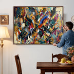 Geometric Abstract Wall Art Canvas Print, Orange Blue