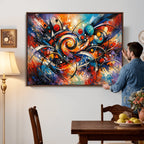 Geometric Abstract Wall Art Canvas Print, Orange Blue