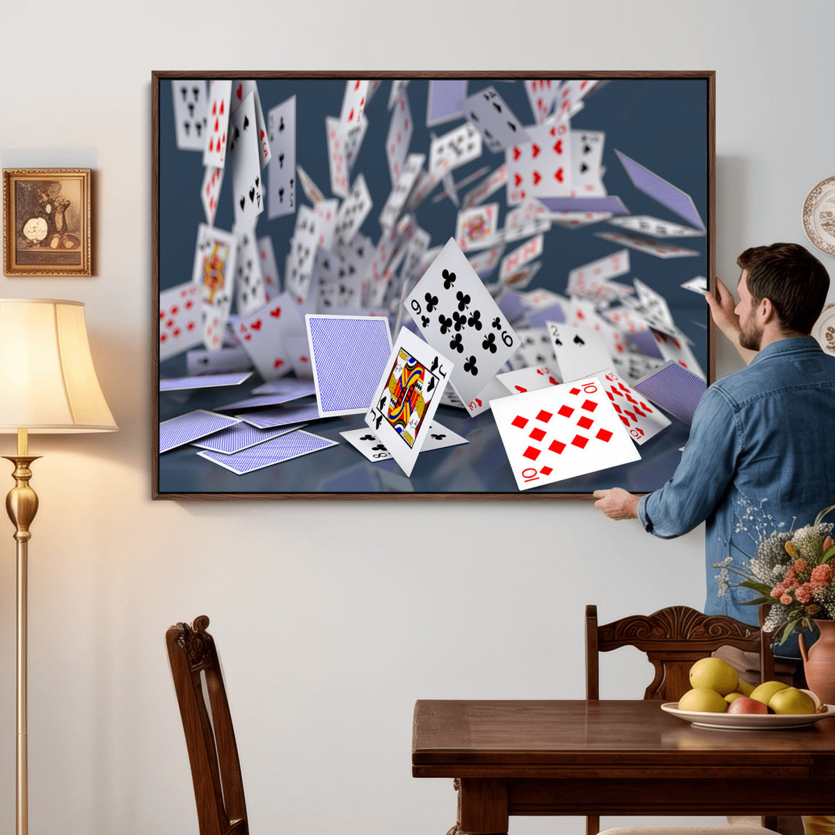 Playing Cards Canvas Wall Art | Casino Game Room Decor