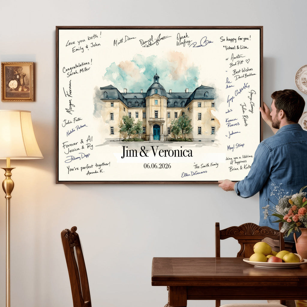 Wedding Venue Guest Book Canvas, Personalized Venue Drawing Sign