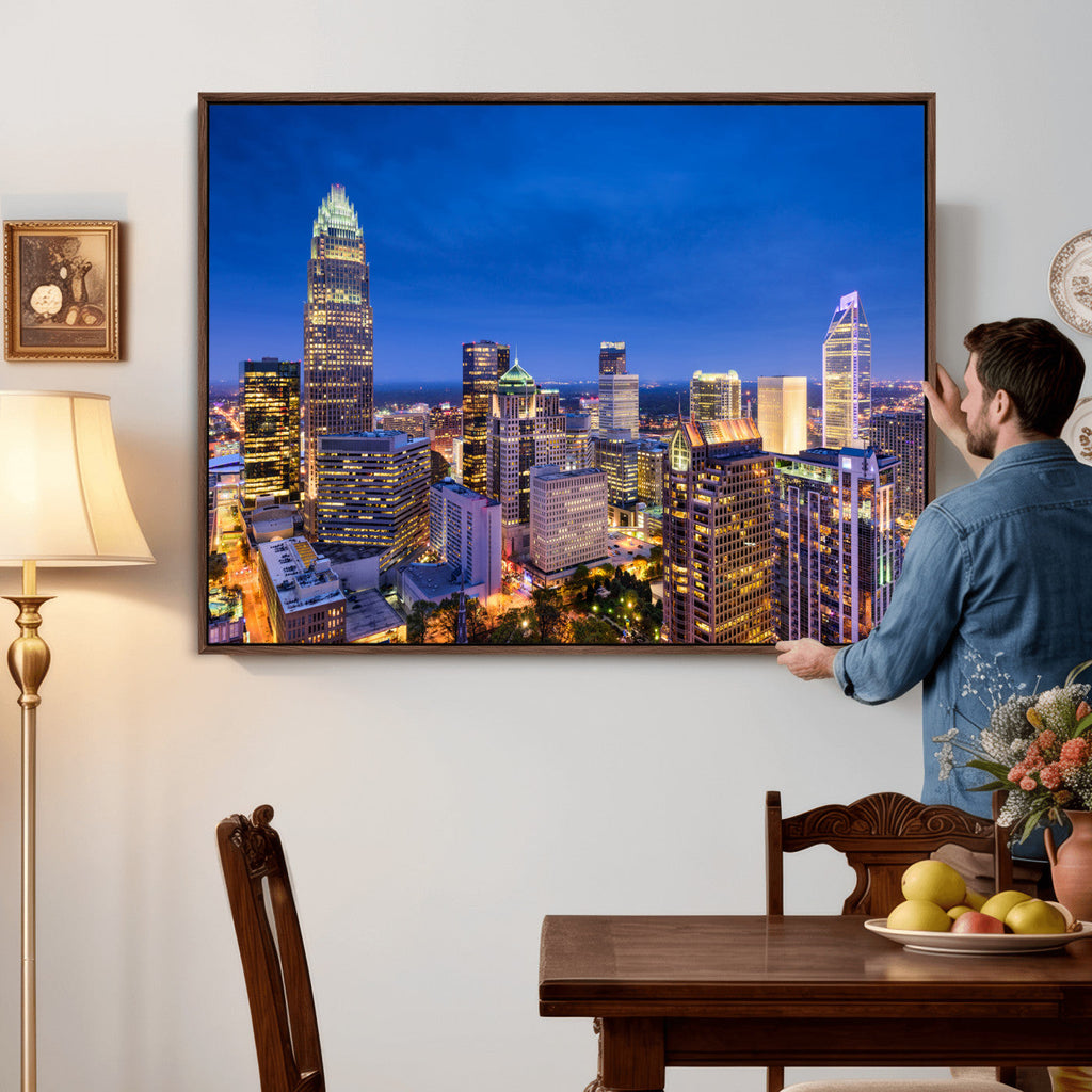 Charlotte Skyline Canvas Wall Art Print | North Carolina Cityscape
