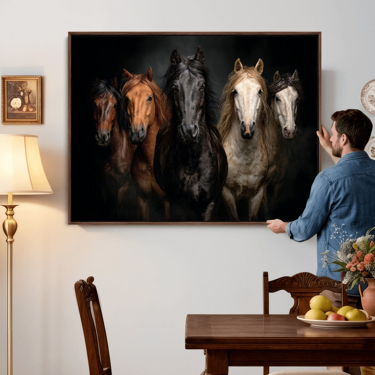 Horse Wall Art Canvas Print, Wild Horses Portrait Photography, Rustic Ranch Decor