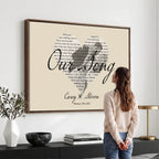 Lyrics Heart Canvas Print, Personalized Song Lyrics and Photo Wall Art
