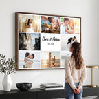 Custom Framed Photo Canvas, Personalized Family Picture Collage Print