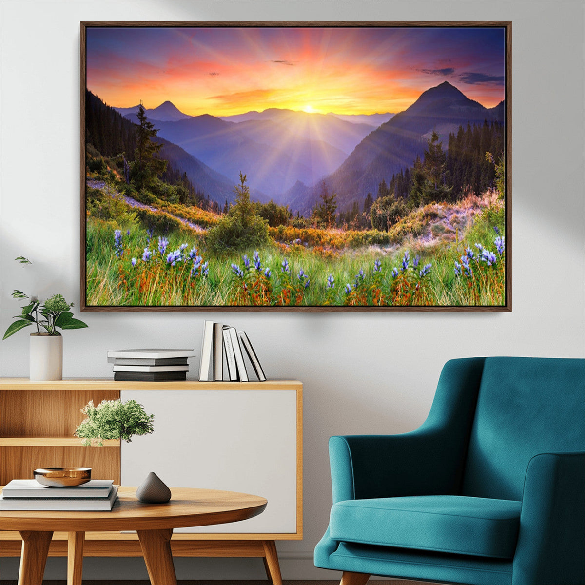 Mountain and Spring Wall Art Canvas Print