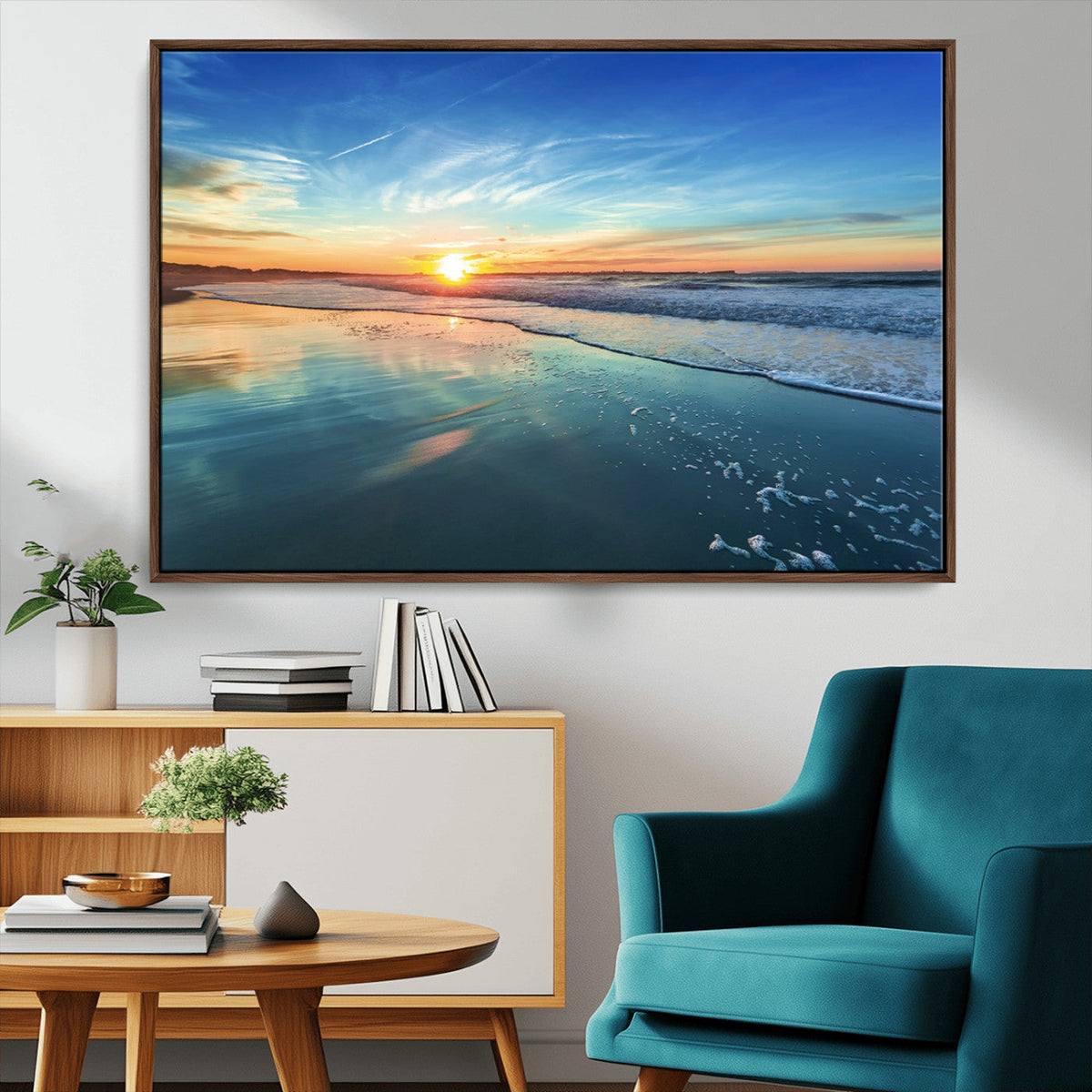 Blue Sky and Beach Wall Art Canvas Print